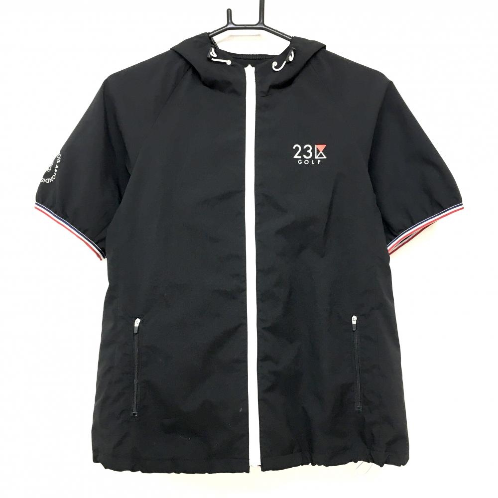 23区ゴルフ 半袖ジップパーカー 黒 メッシュ裏地 レディース II(L) ゴルフウェア 23区
