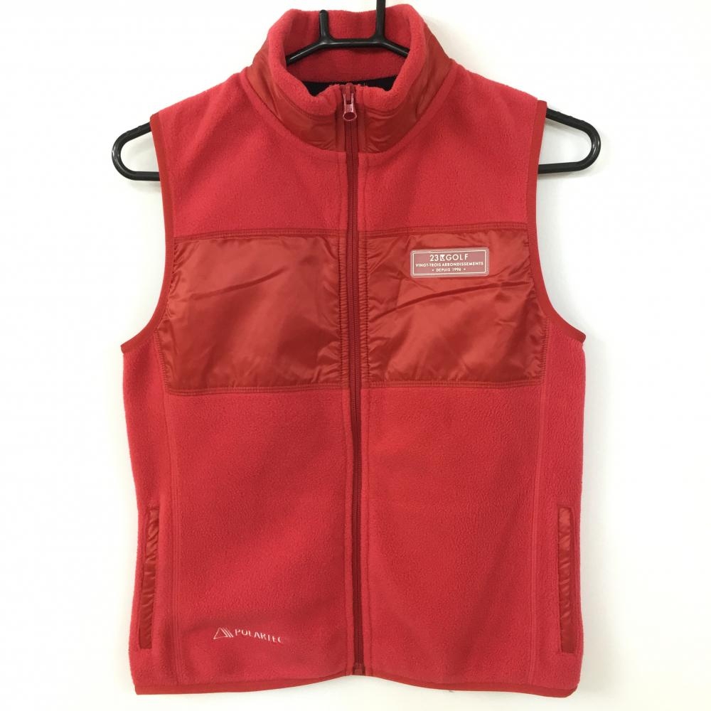 【超美品】23区 23区ゴルフ 切替ボアベスト レッド POLARTEC レディース I(M) ゴルフウェア