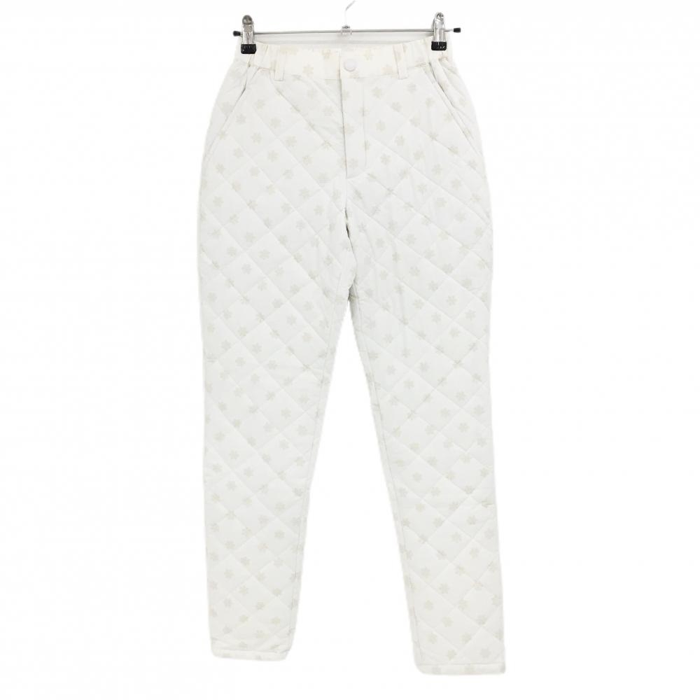 【超美品】23区ゴルフ 中綿パンツ 白×ベージュ 総柄 キルティング ウエストゴム  レディース I(M) ゴルフウェア 23区