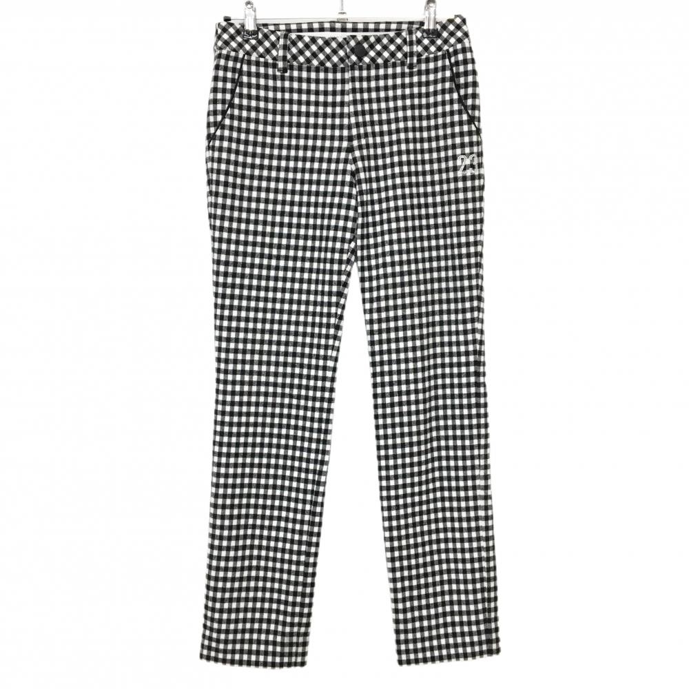 【美品】23区ゴルフ パンツ 白×黒 ギンガムチェック 起毛 裏地付き レディース 64(M) ゴルフウェア 23区