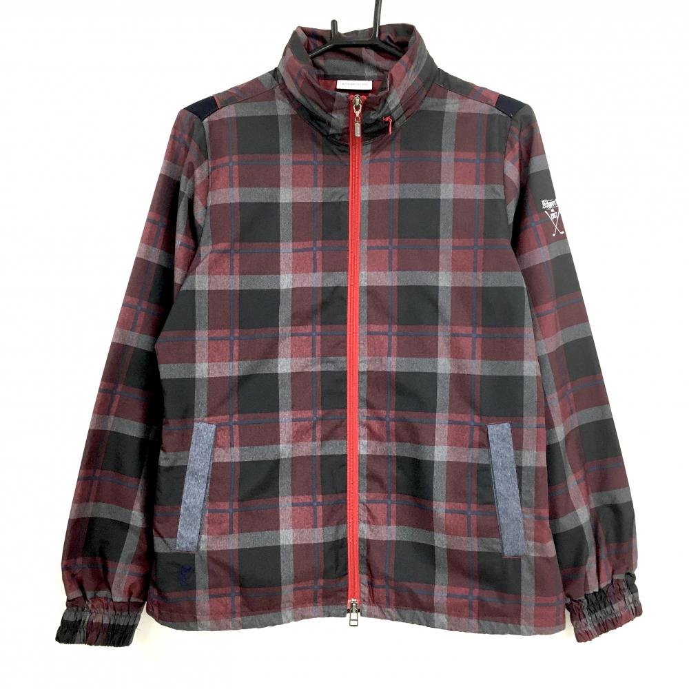 【超美品】アシュワース ジャケット ダークグレー×ボルドー チェック柄  レディース L ゴルフウェア ASHWORTH