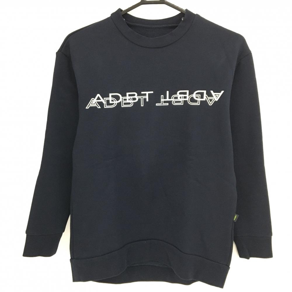 【超美品】アダバット トレーナー ネイビー ロゴ白 裏起毛  レディース 36(S) ゴルフウェア adabat