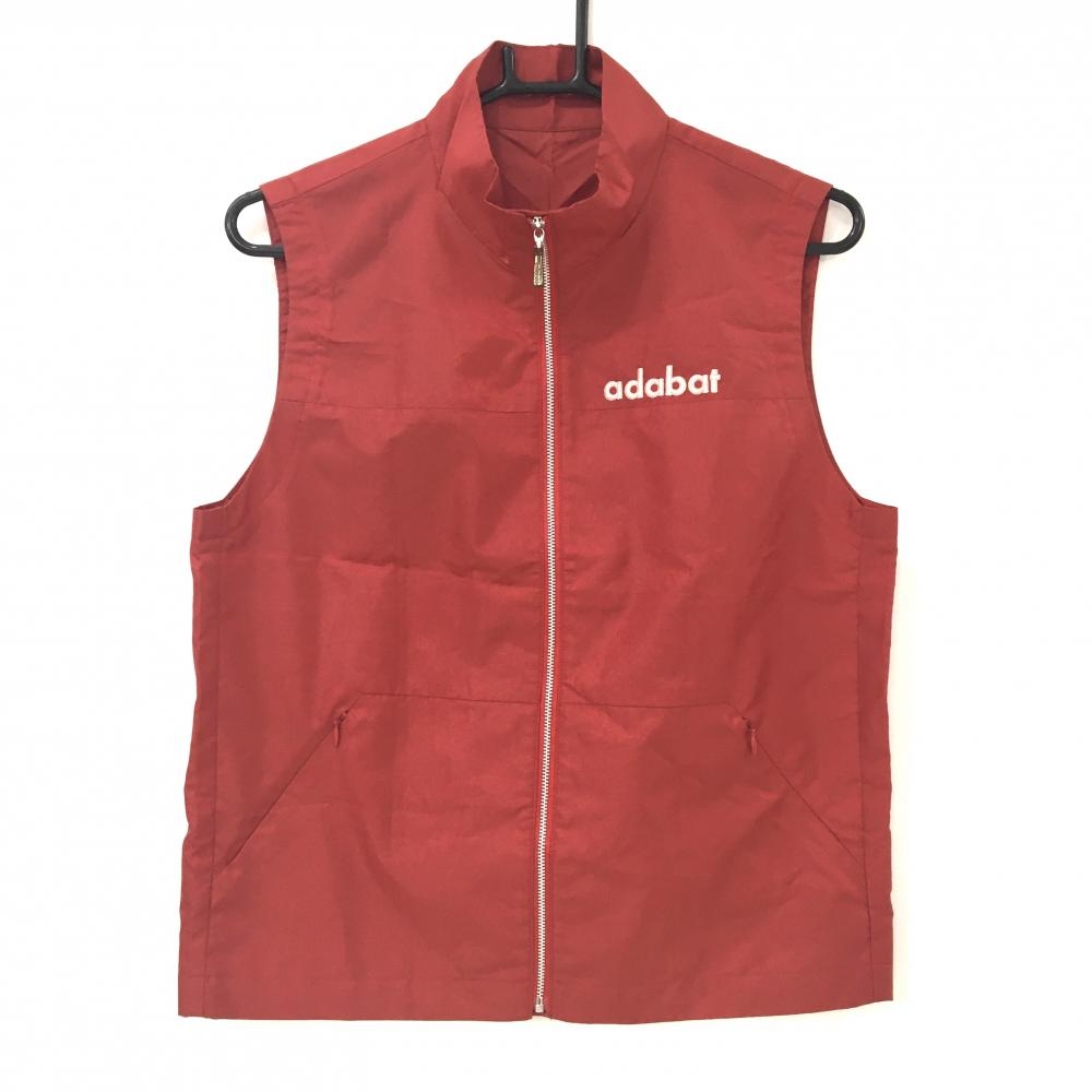 【美品】アダバット アウターベスト レッド 胸元ロゴ レディース I(M) ゴルフウェア adabat
