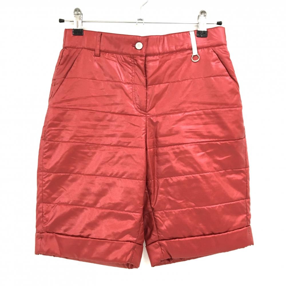 【超美品】アダバット 中綿ハーフパンツ レッド バックロゴ レディース 38(M) ゴルフウェア adabat