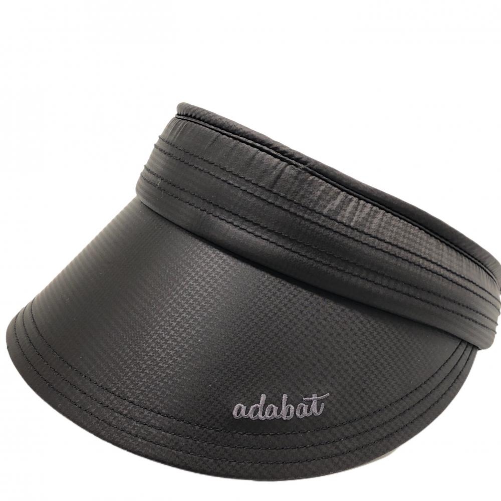 【美品】アダバット サンバイザー 黒 つばロゴ刺しゅう レディース  ゴルフウェア adabat