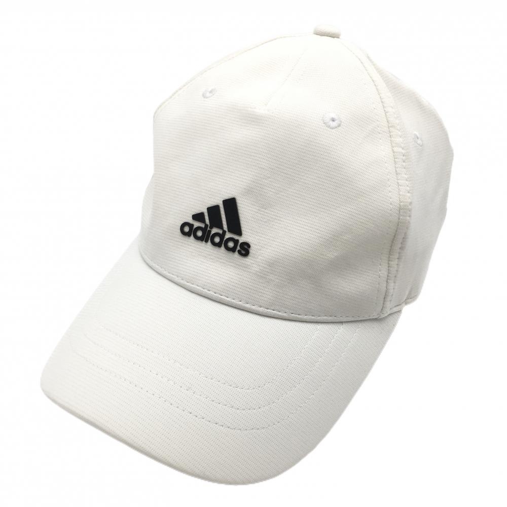 【美品】アディダス キャップ 白×ピンク 後ろリボン レディース フリーサイズ ゴルフウェア adidas