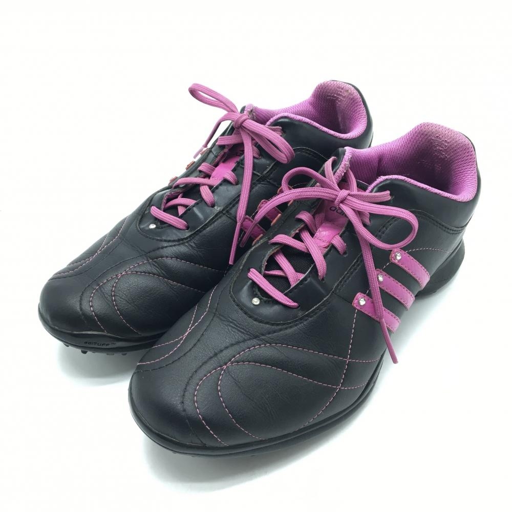 アディダス ゴルフシューズ 黒×ピンク系 816535 SIGNATURE NATALIE2 ソフトスパイク レディース 24.0 ゴルフウェア adidas