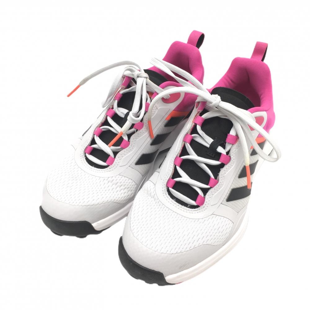 【美品】アディダス ゴルフシューズ ライトグレー×ピンク HP2156 スパイクレス ゾイシア  レディース 23.5 ゴルフウェア adidas