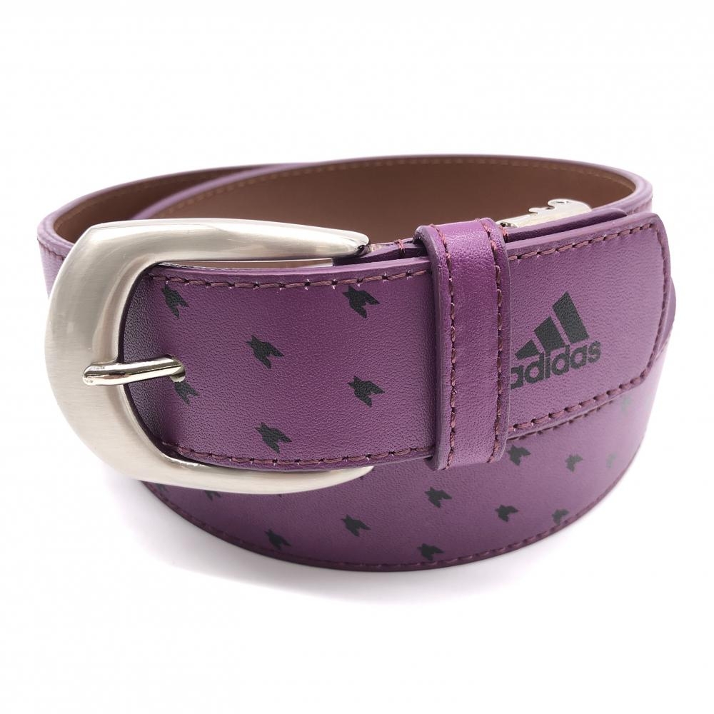 【美品】アディダス ベルト パープル×黒 千鳥柄 シルバーバックル  レディース  ゴルフウェア adidas