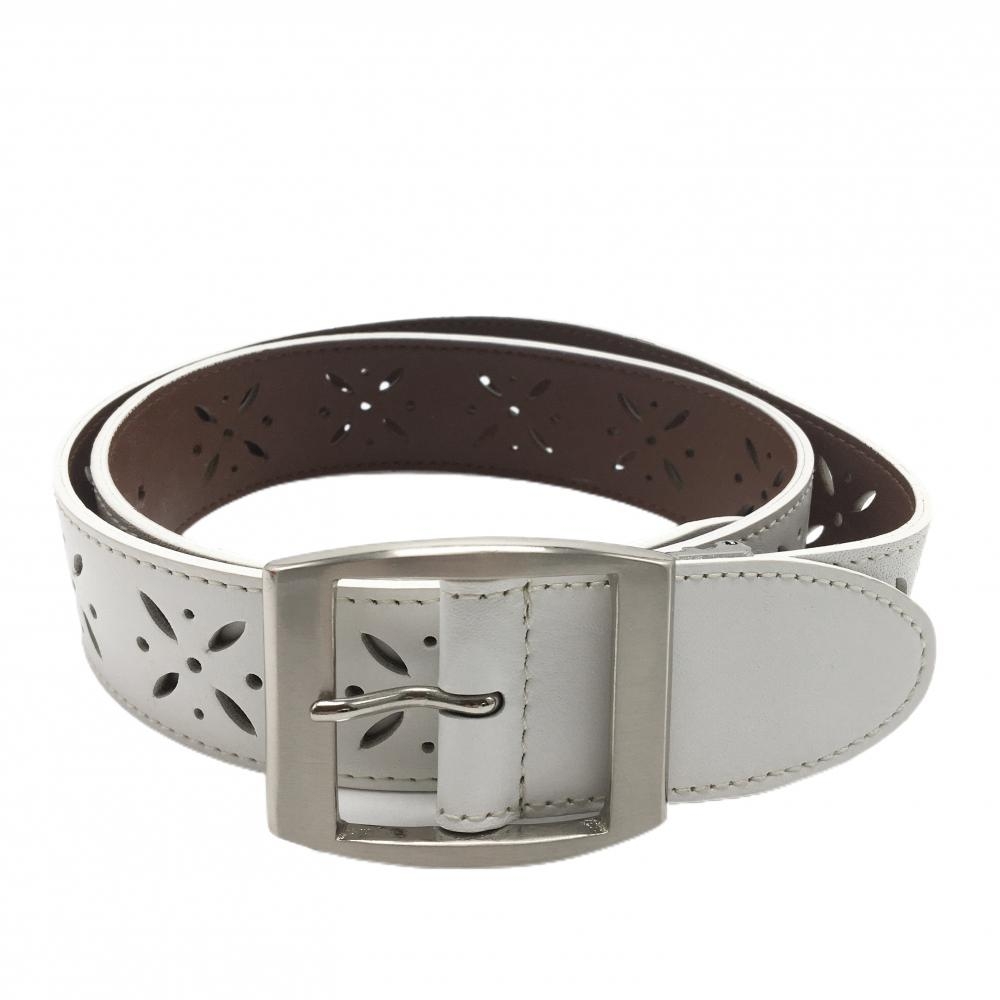 【美品】アディダス ベルト 白 パンチング ロゴ型押し レディース  ゴルフウェア adidas