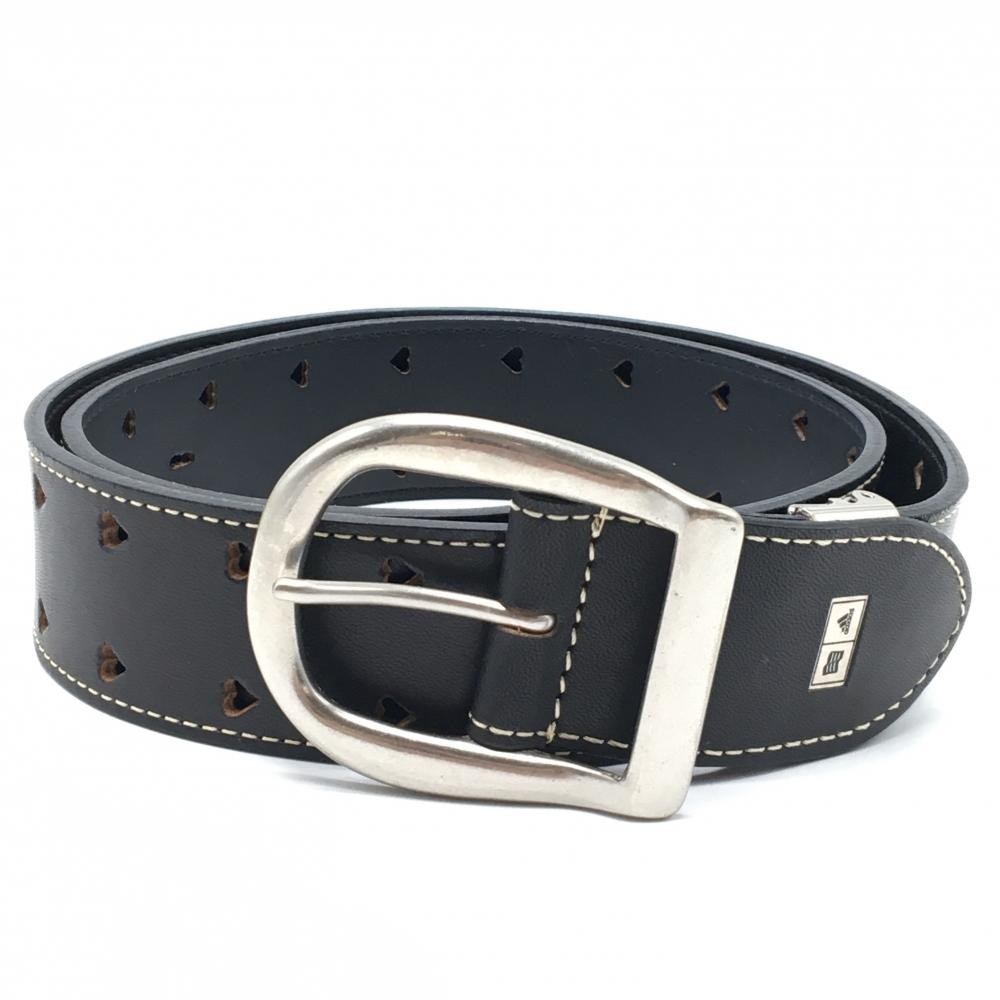 【美品】アディダス ベルト 黒 シルバーバックル ベルト穴ハート型  レディース  ゴルフウェア adidas