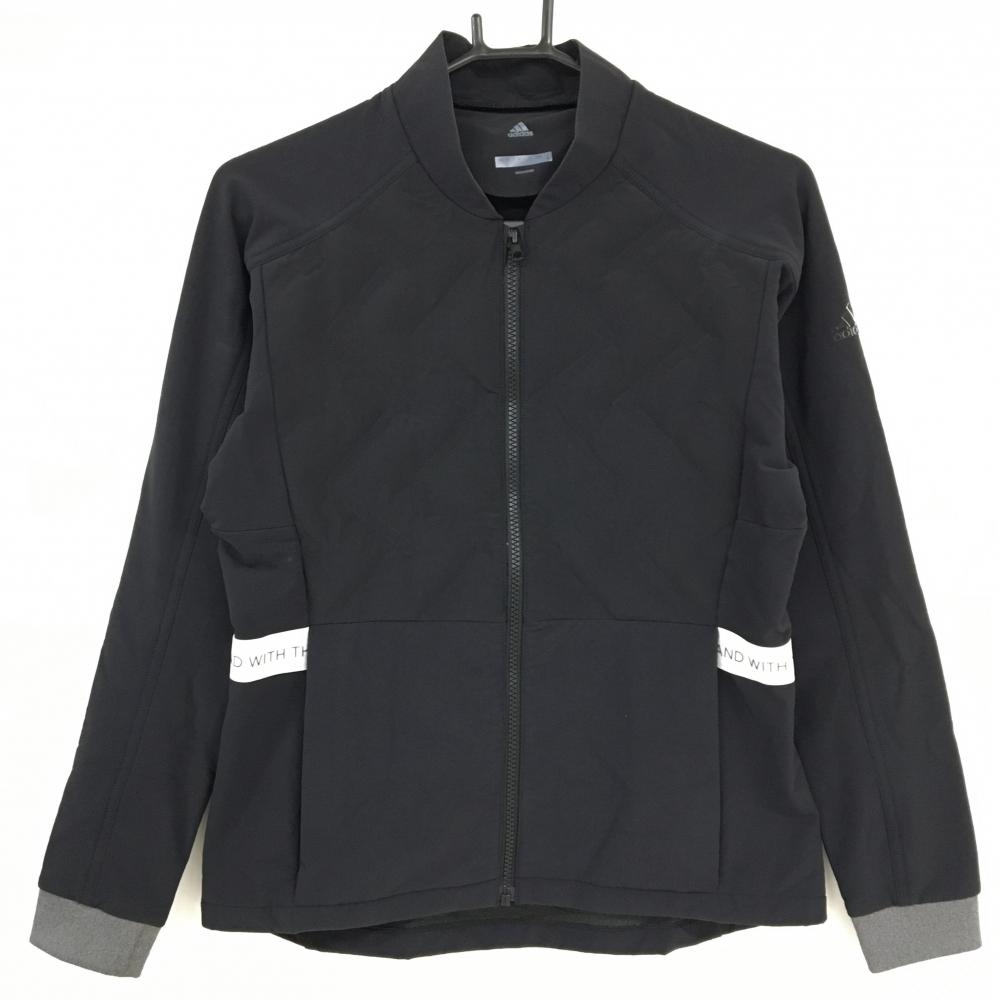 アディダス 中綿切替ジャケット 黒×白 袖ロゴ 裏起毛 レディース M ゴルフウェア adidas