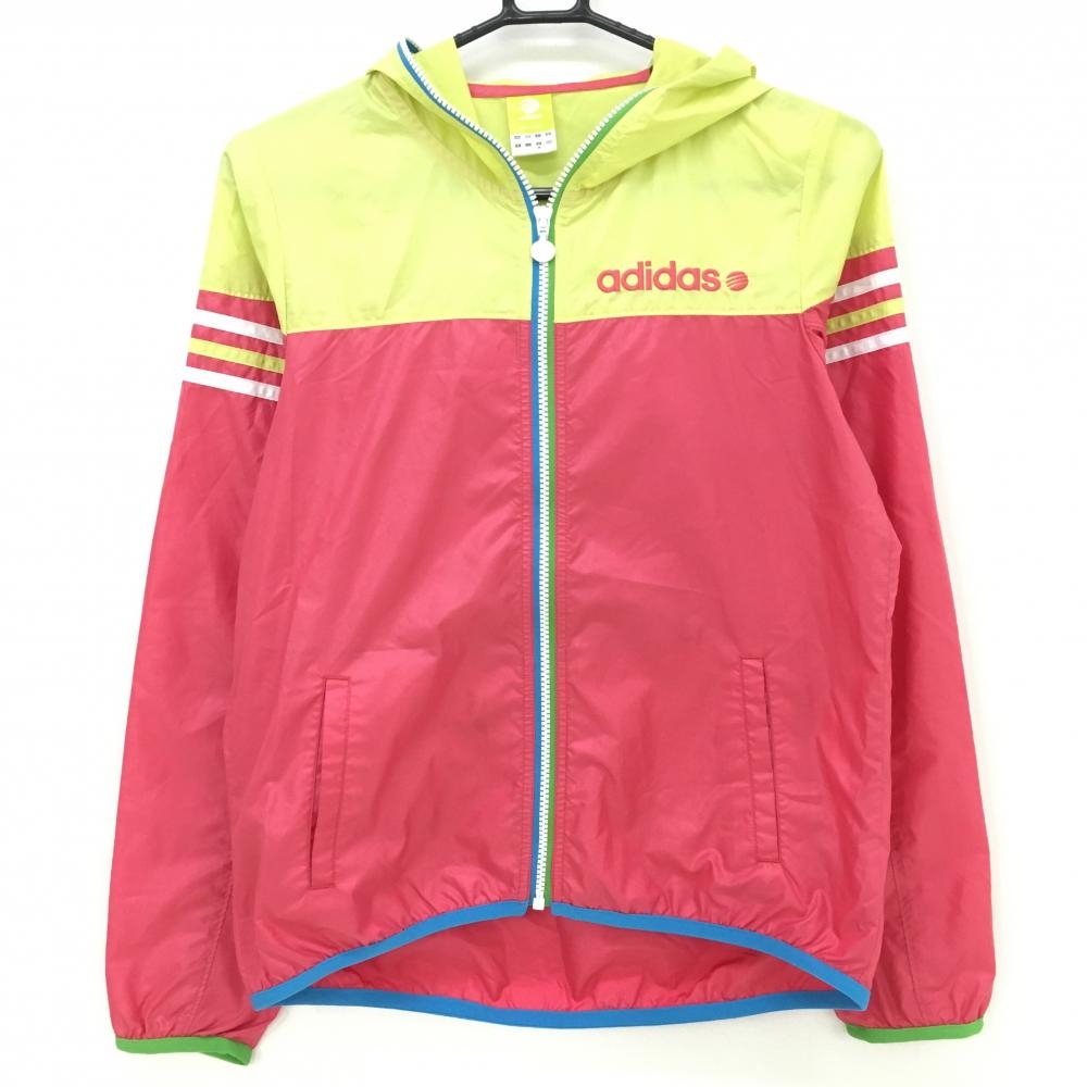 アディダス ジップジャケット ピンク×ライトグリーン バイカラー 薄手 ジャケット レディース M ゴルフウェア adidas