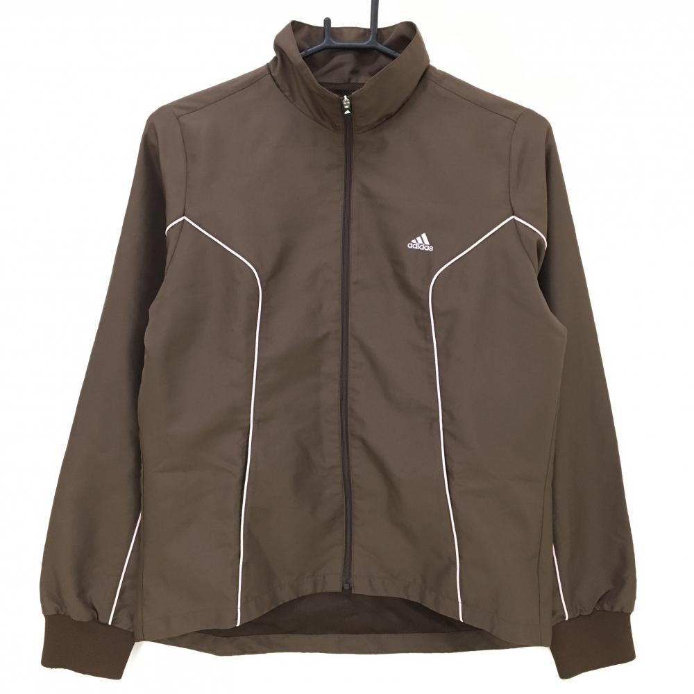 【美品】アディダス ジャケット ブラウン×ピンク 裏メッシュ パイピング レディース M/M ゴルフウェア adidas