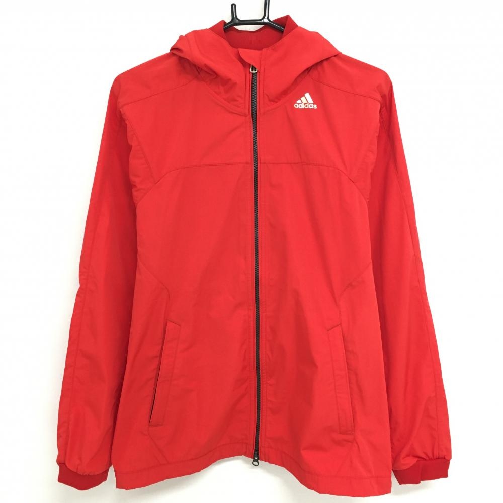 【超美品】アディダス ジップパーカー レッド ロゴゴールド climaproof レディース O ゴルフウェア adidas