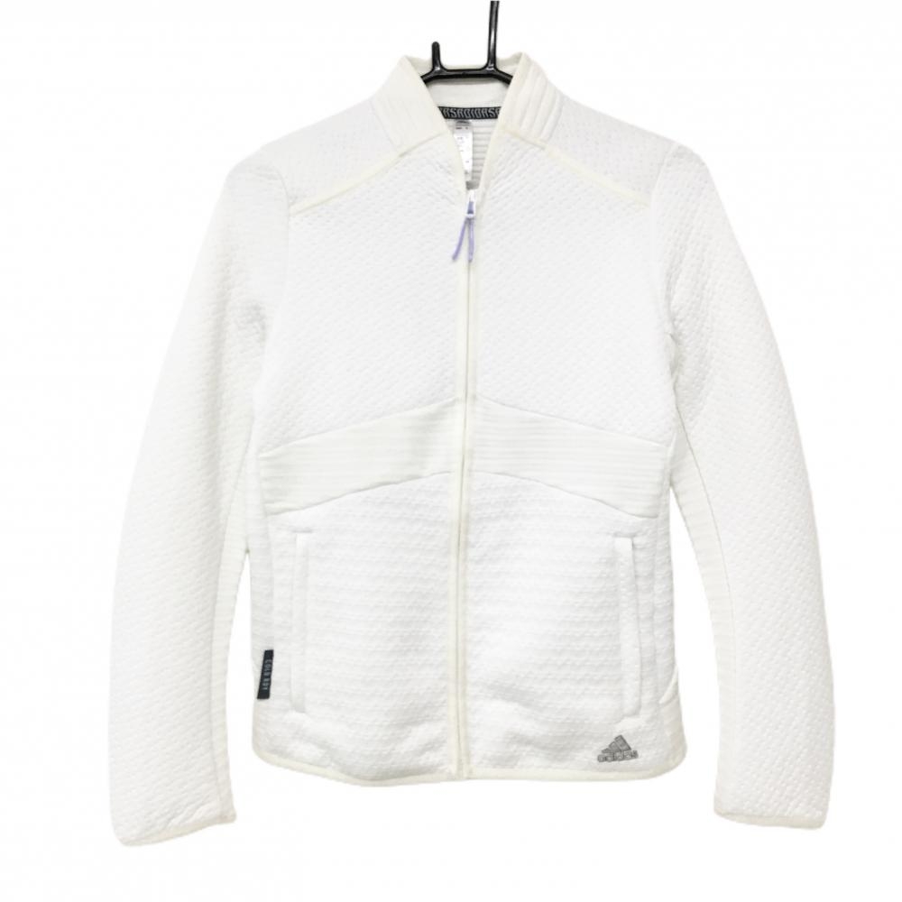 【美品】アディダス ジャケット 白 凸凹生地 バックロゴ  レディース S ゴルフウェア adidas