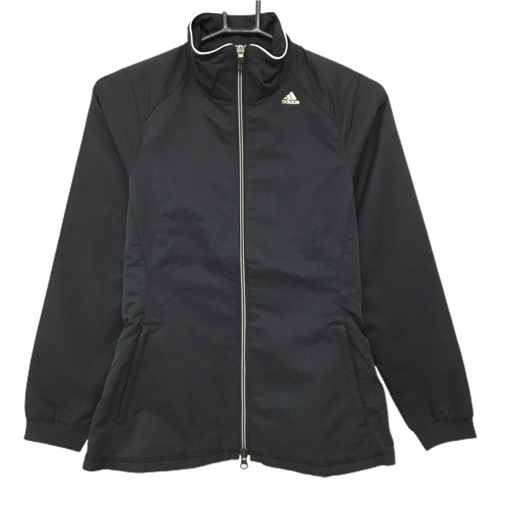 【超美品】アディダス ジャケット 黒×白 ダブルジップ 背面3本ライン CLIMALITE レディース S ゴルフウェア adidas
