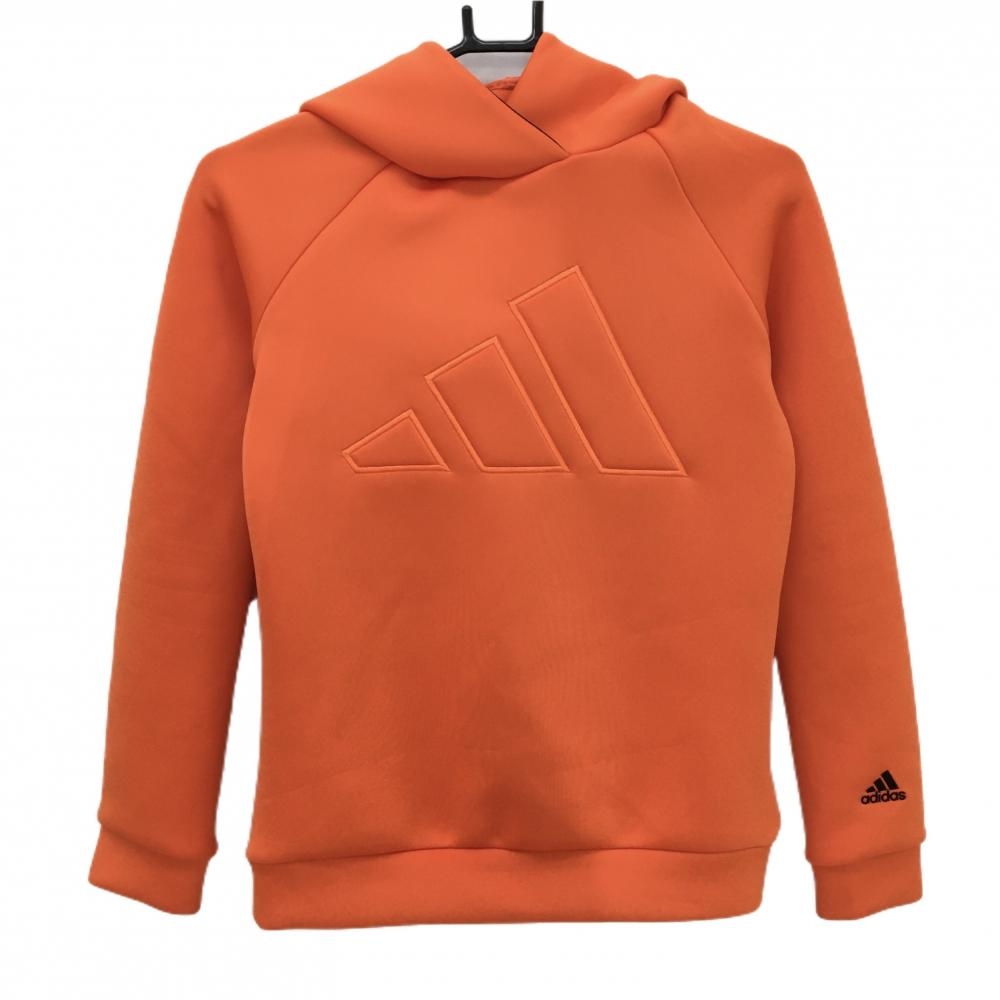 【美品】アディダス パーカー オレンジ ダンボールニット トレーナー レディース S ゴルフウェア 2023年モデル adidas