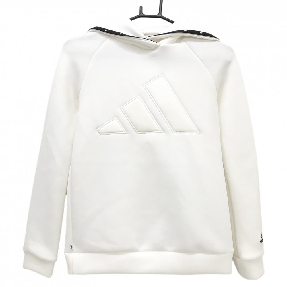 【超美品】アディダス パーカー 白 ダンボールニット トレーナー  レディース M ゴルフウェア adidas