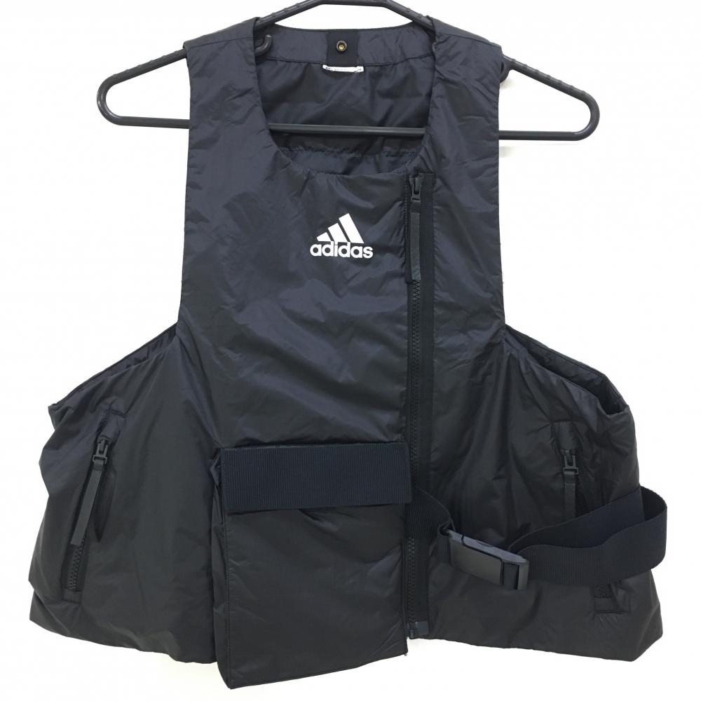 【美品】アディダス アウターベスト 黒 ロゴプリント  レディース 表記なし ゴルフウェア adidas