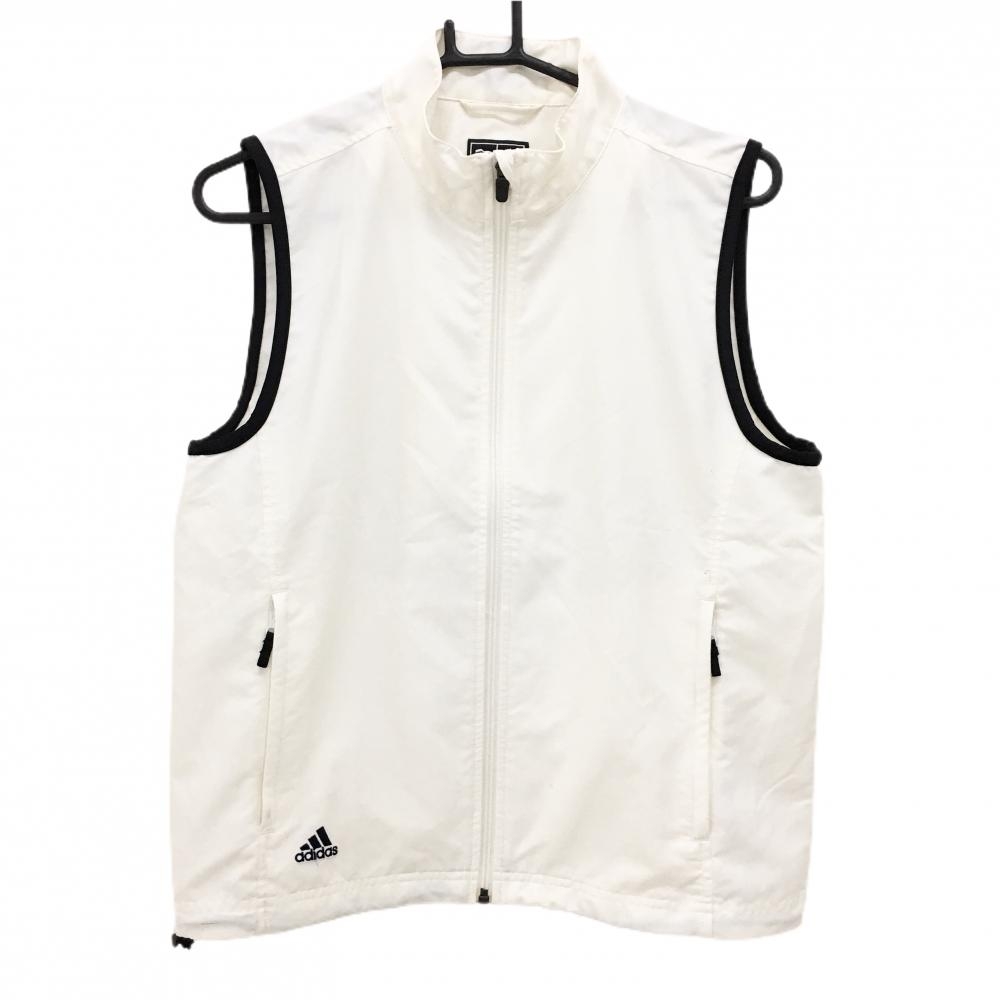 アディダス アウターベスト 白×黒 ロゴ刺しゅう CLIMAPROOF レディース L/G ゴルフウェア adidas