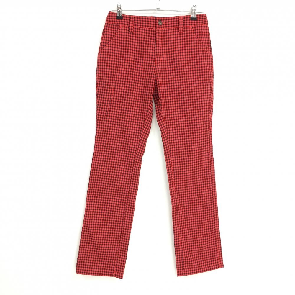 【超美品】アディダス パンツ レッド×黒 ギンガムチェック 裏起毛 レディース L/G ゴルフウェア adidas