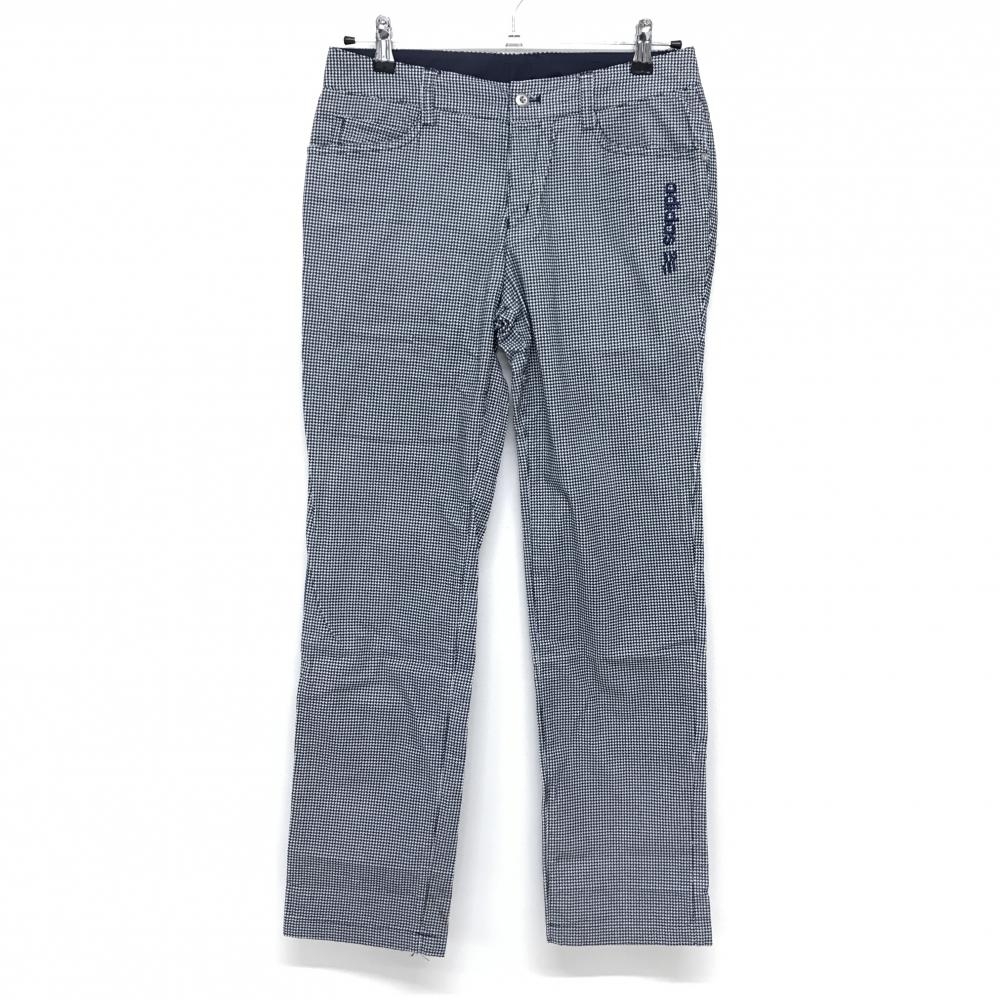 【美品】アディダス パンツ 黒×白 千鳥格子 微起毛  レディース M/M ゴルフウェア adidas