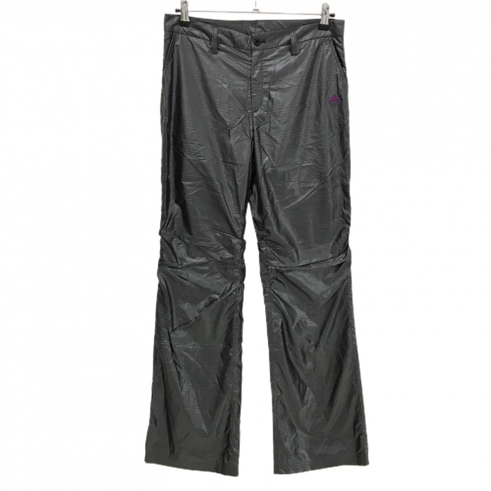 【超美品】アディダス パンツ グレー×黒 チェック 蓄熱裏地 ナイロン混 レディース OT/OG(XL) ゴルフウェア adidas