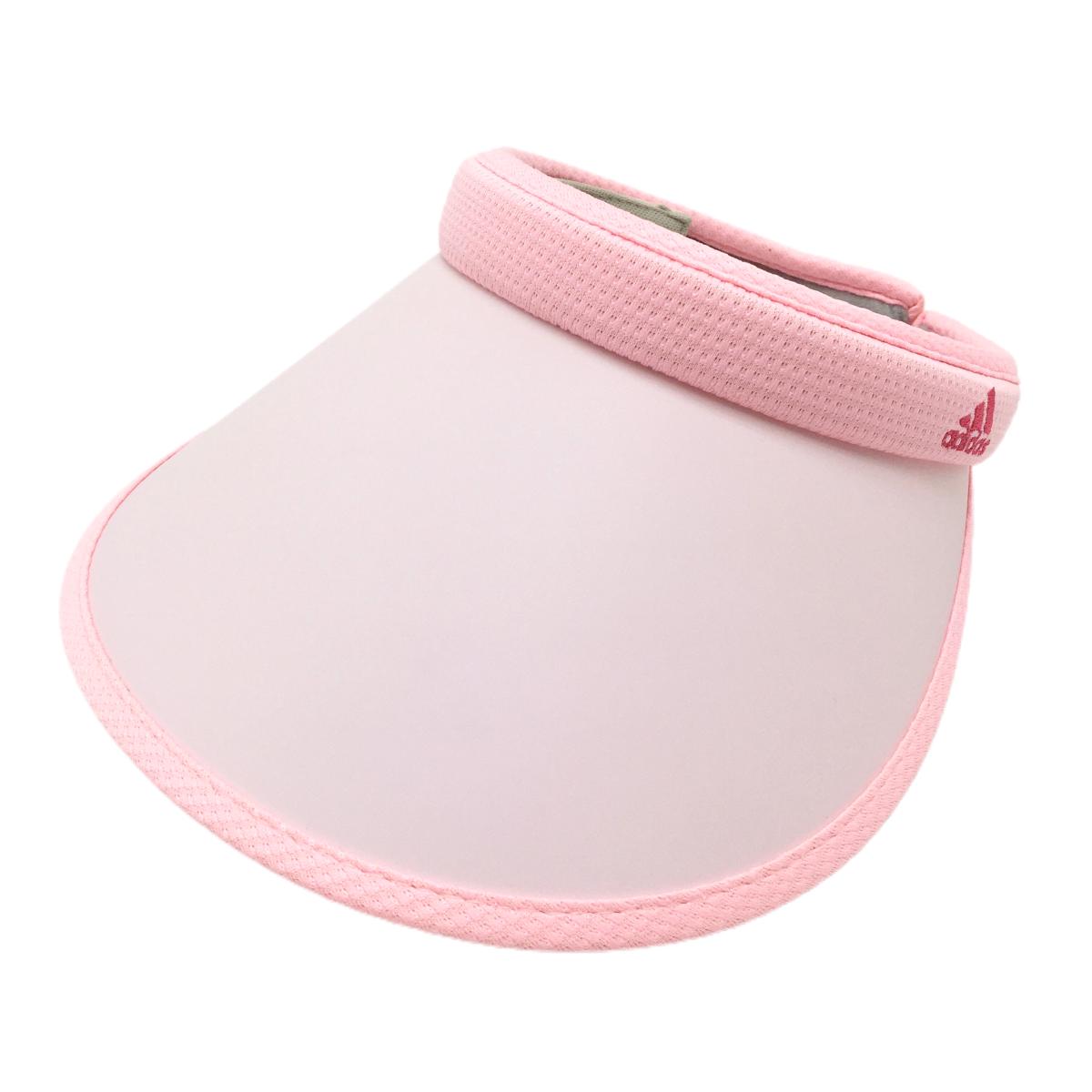 【新品】アディダス つば広サンバイザー ピンク ロゴ刺しゅう レディース フリー(56-58cm) ゴルフウェア adidas