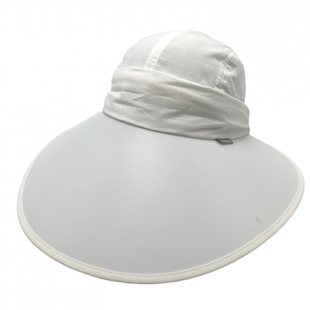 【美品】アディダス 2WAYつば広サンバイザー 白 ロゴ シンプル レディース  ゴルフウェア adidas