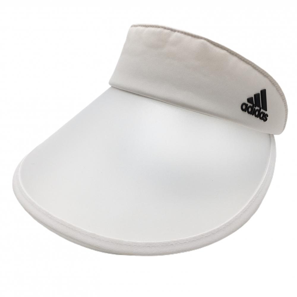 アディダス つば広サンバイザー 白×黒 ロゴ つば透け素材  レディース  ゴルフウェア adidas
