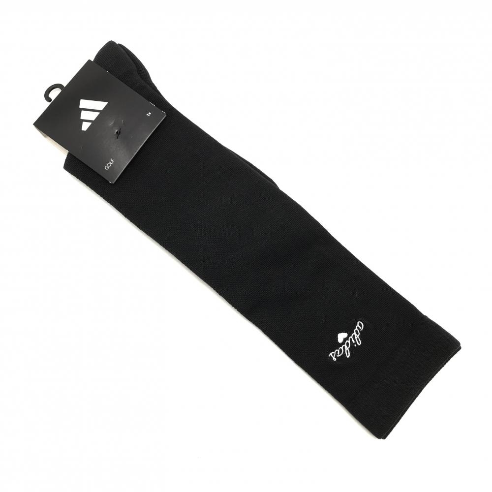 【新品】アディダス ハイソックス 黒 ロゴ刺しゅう ハート レディース S(22-24cm) ゴルフウェア adidas