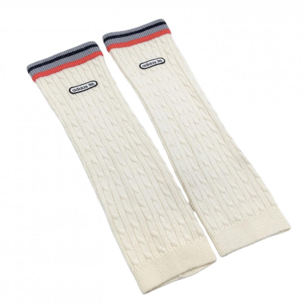 【美品】アディダス ニットレッグウォーマー 白 ケーブル編み  レディース  ゴルフウェア adidas