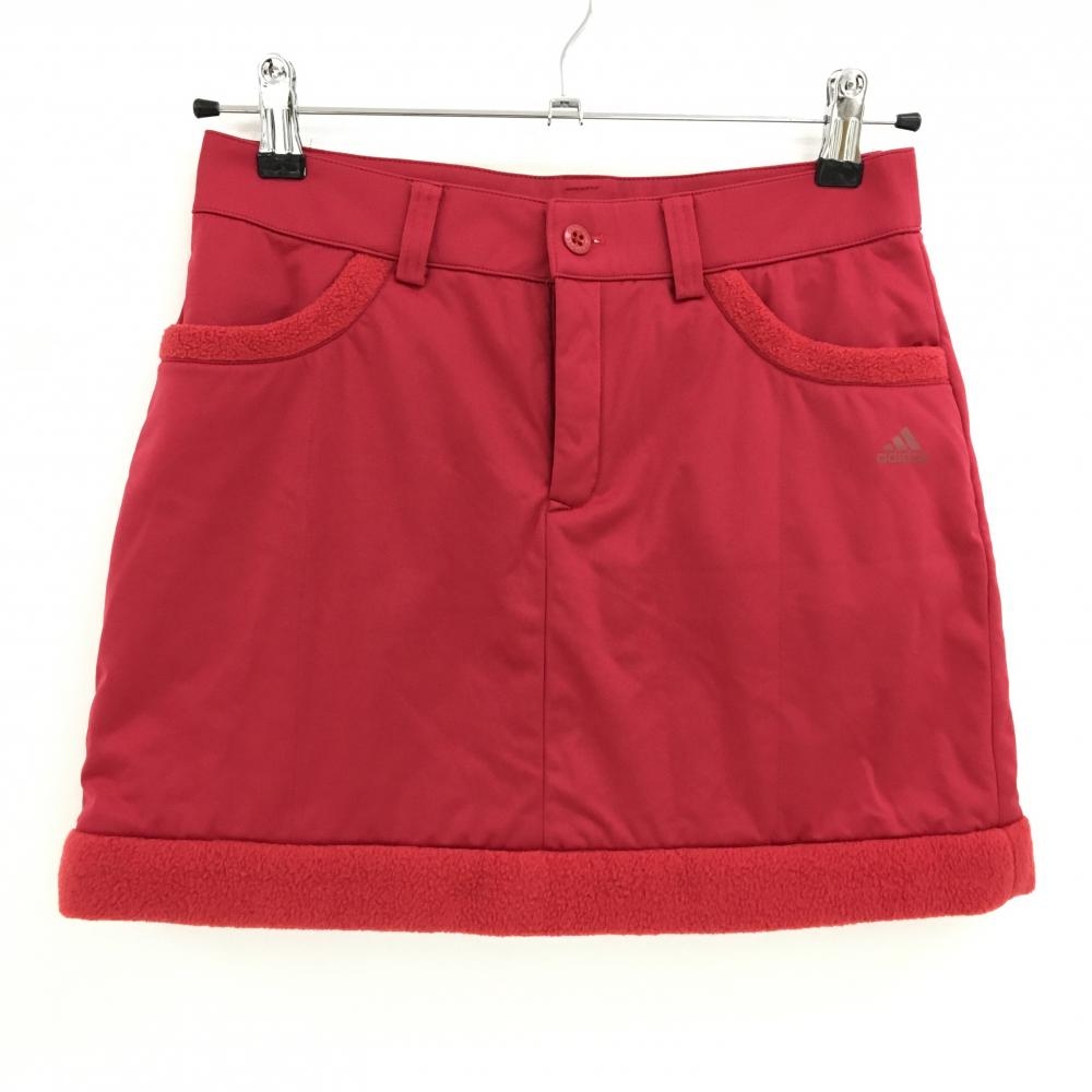 【超美品】アディダス 中綿スカート レッド 一部フリース 無地 レディース S/P ゴルフウェア adidas