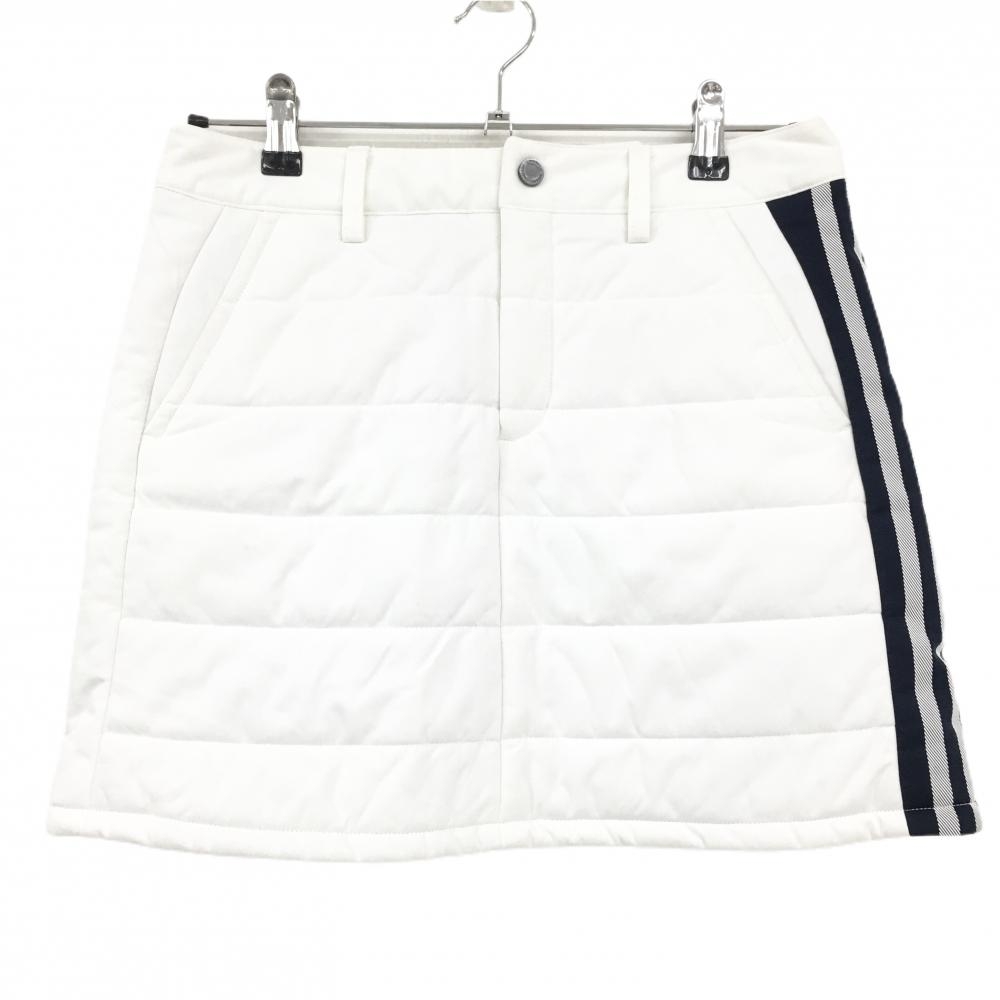 【美品】アディダス 中綿スカート 白×ネイビー サイド3ライン レディース M ゴルフウェア adidas