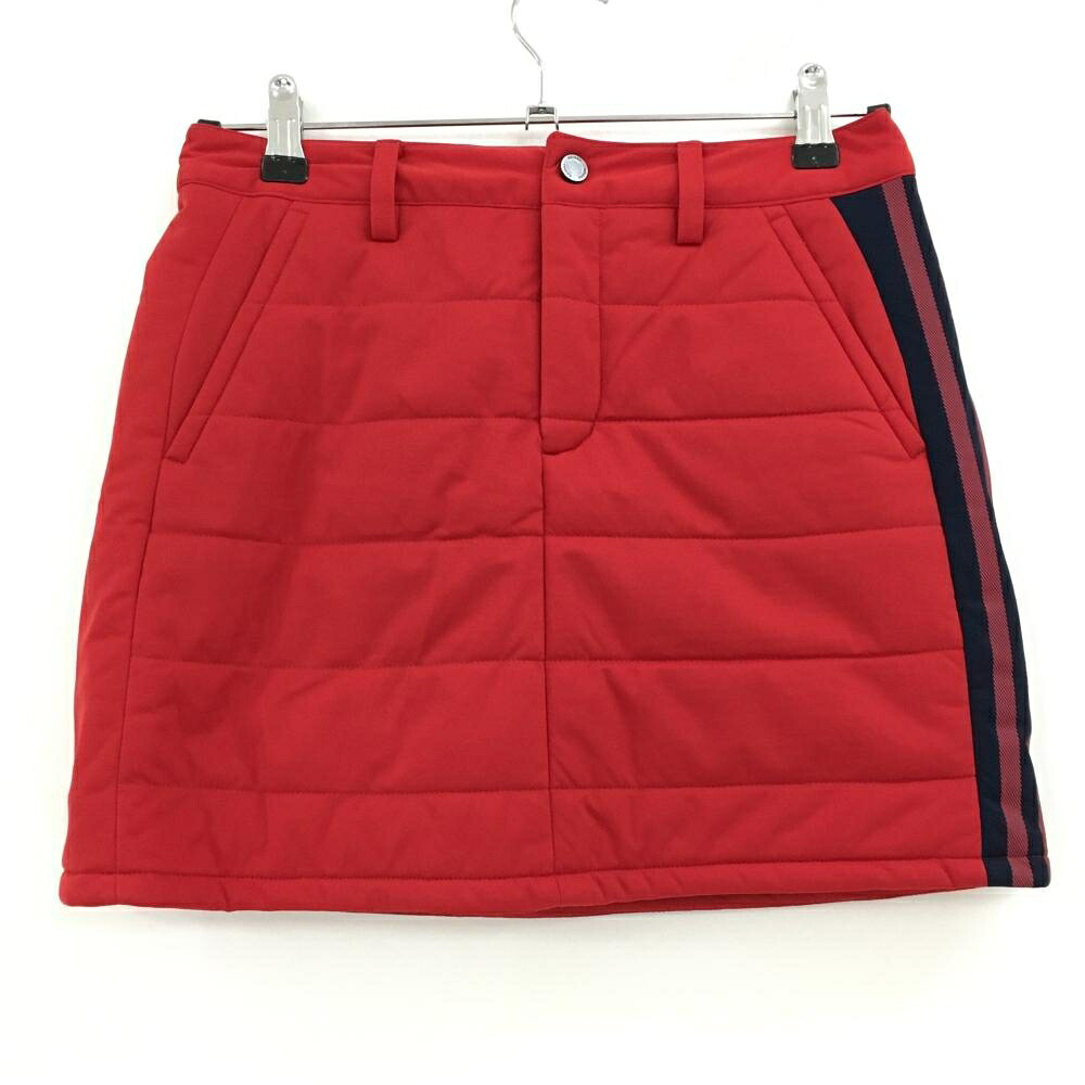 【超美品】アディダス 中綿スカート レッド×ネイビー サイド3ライン  レディース S/P ゴルフウェア adidas