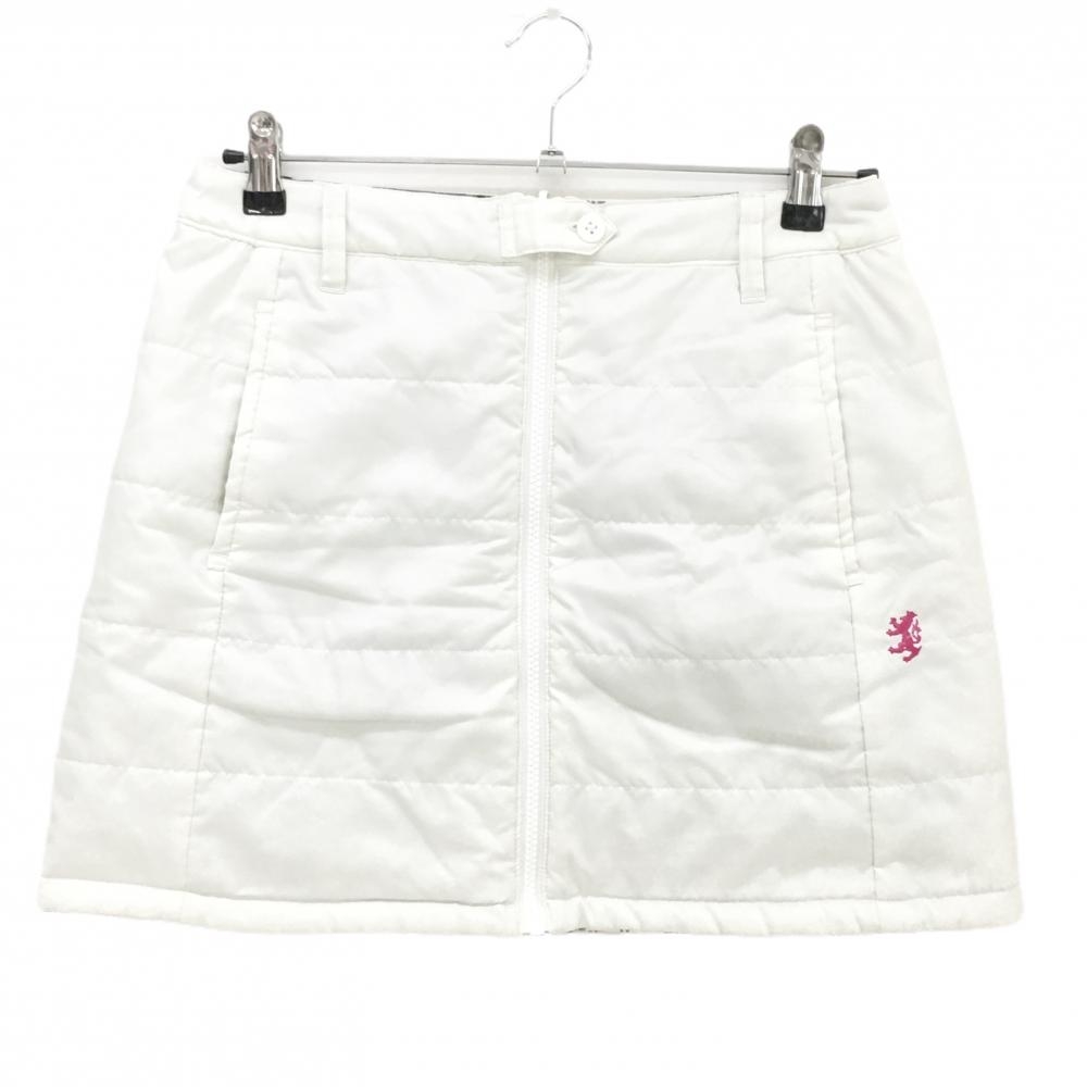 【美品】アドミラル リバーシブル中綿スカート 白×ネイビー チェック柄 ロゴピンク  レディース L ゴルフウェア Admiral