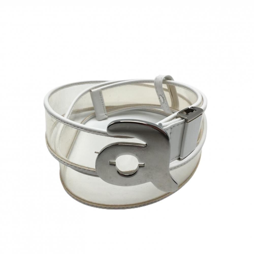 【美品】アルチビオ トップ式ベルト 白 シルバーバックル クリアベルト  レディース  ゴルフウェア archivio