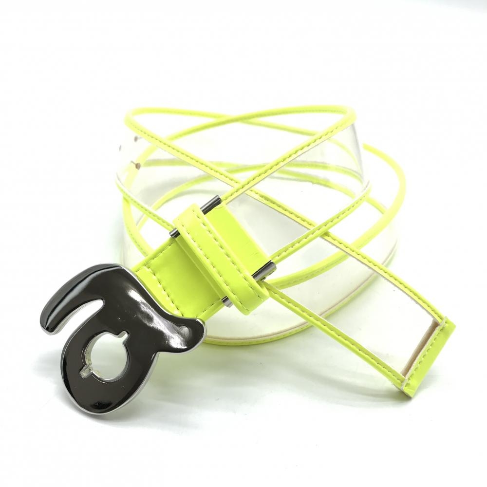 【超美品】アルチビオ トップ式ベルト 蛍光イエロー×クリア クリアベルト バックルシルバー レディース  ゴルフウェア archivio