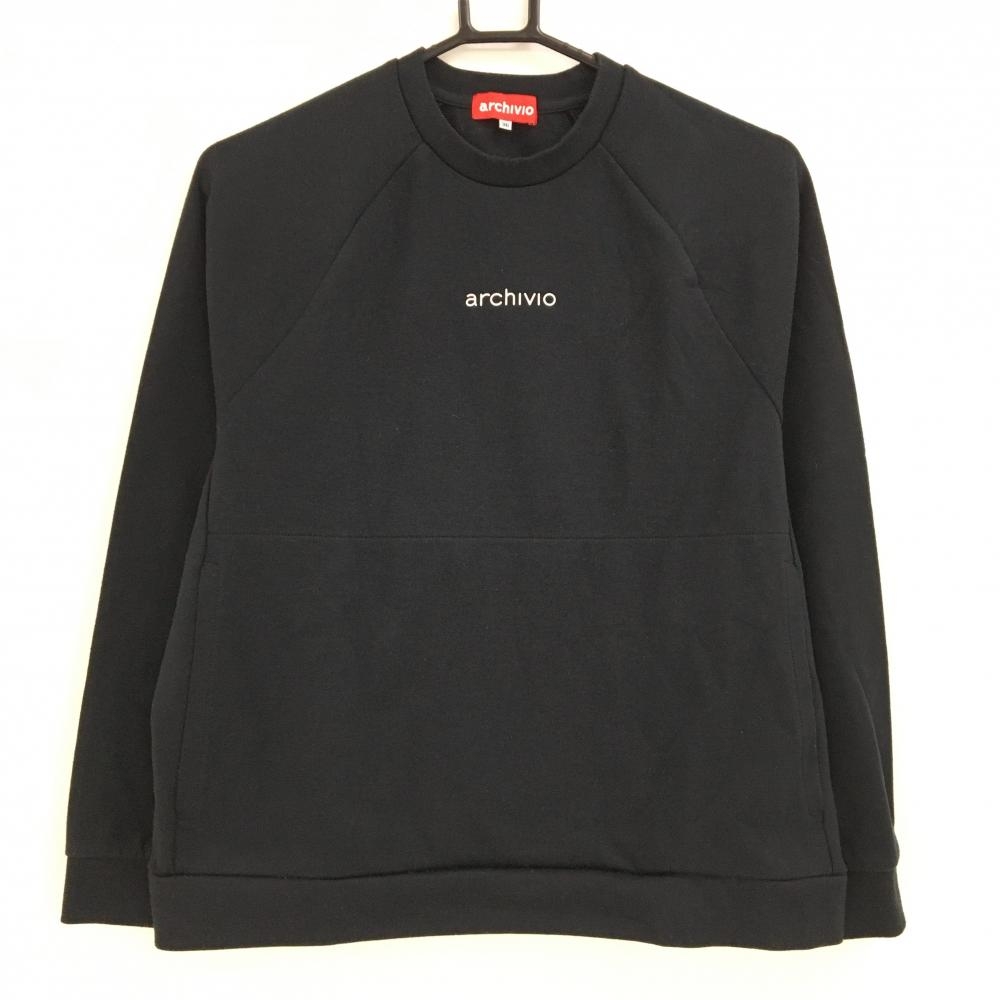 アルチビオ トレーナー 黒 フロントロゴ白 薄手 レディース 36(S) ゴルフウェア archivio