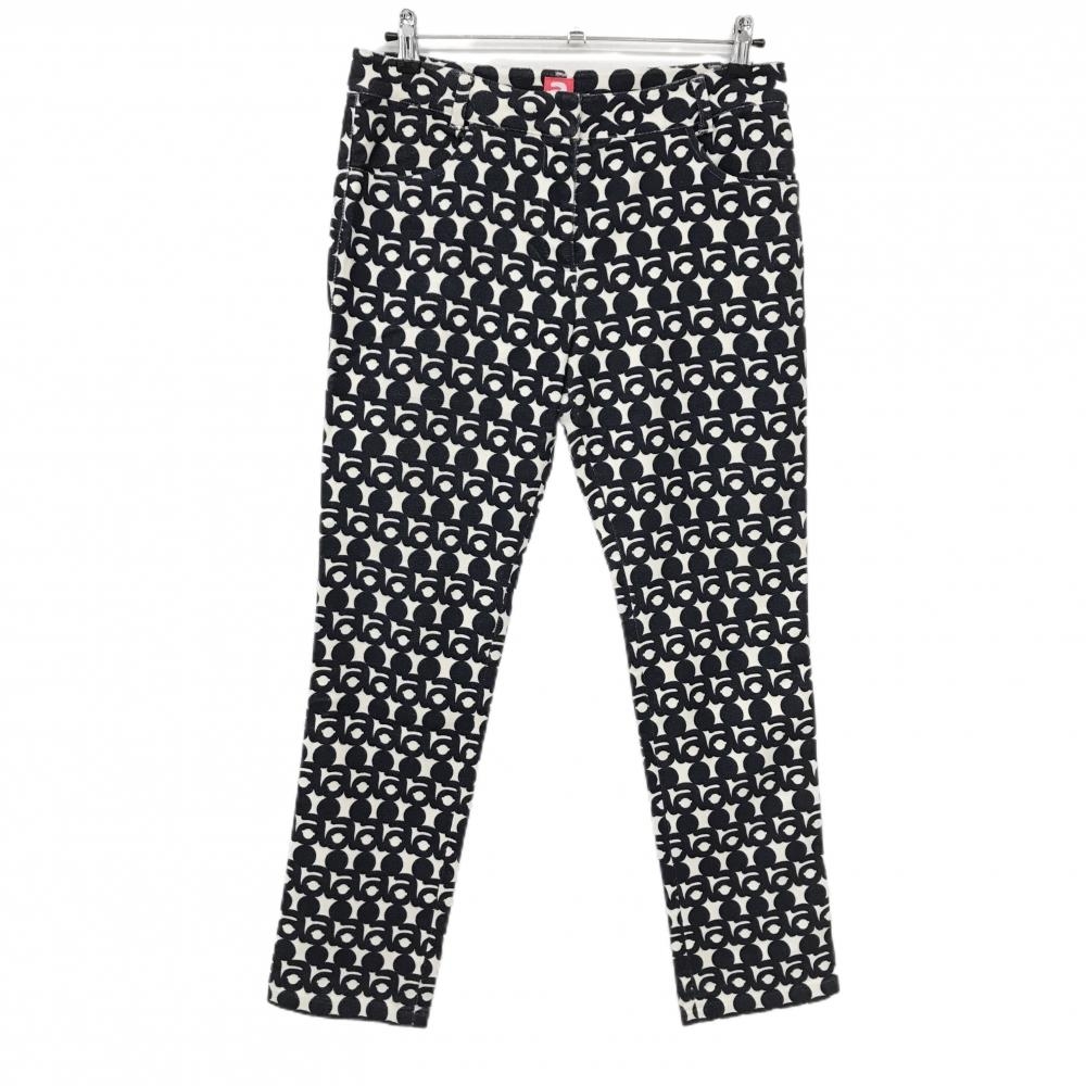 アルチビオ パンツ 白×ネイビー ロゴ・ドット総柄 微起毛 ストレッチ レディース 40(L) ゴルフウェア archivio