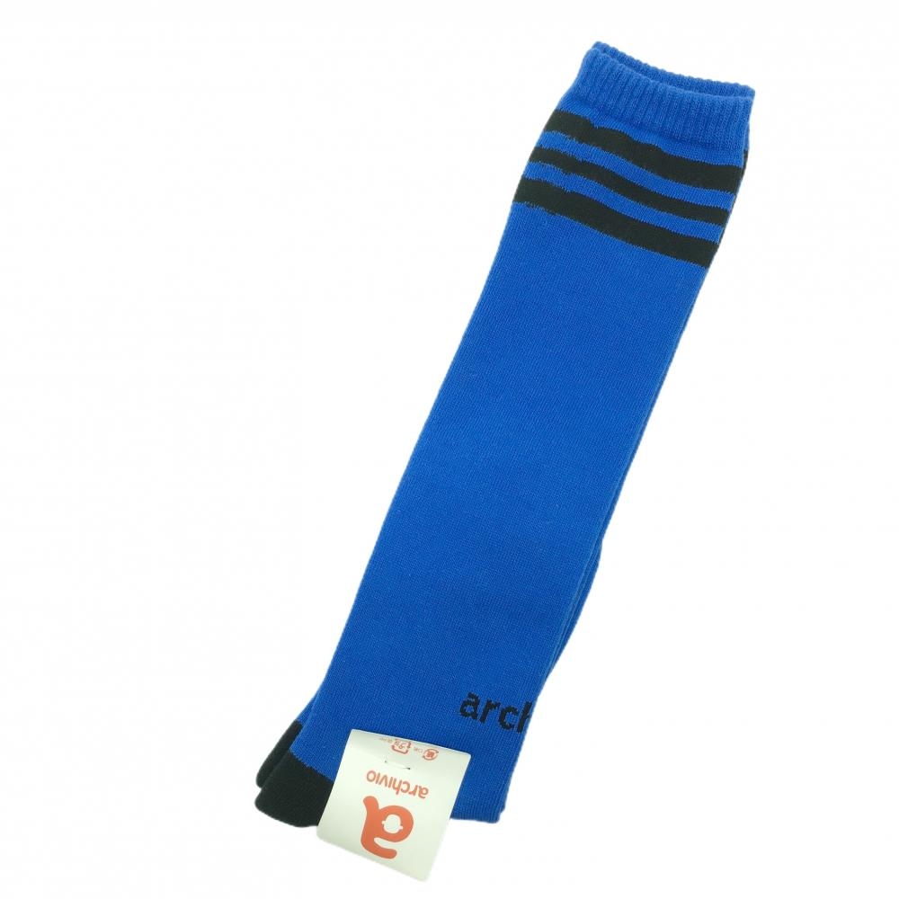 【新品】アルチビオ ハイソックス ブルー×黒 ライン ロゴ レディース 00 ゴルフウェア archivio