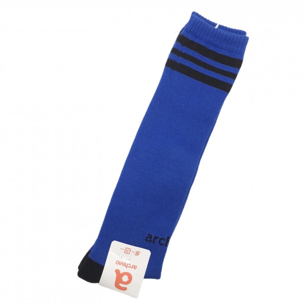 【新品】アルチビオ ハイソックス ブルー×黒 ライン ロゴ レディース 00 ゴルフウェア archivio