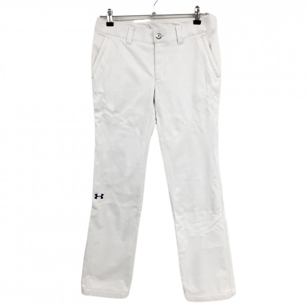 アンダーアーマー パンツ 白 ロゴパープル 裏起毛 レディース MD ゴルフウェア UNDER ARMOUR