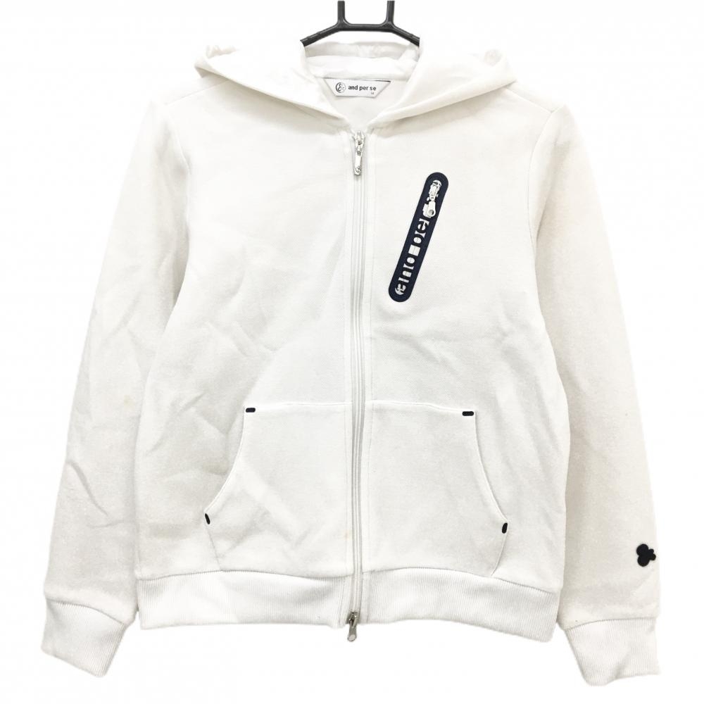 アンパスィ ジップパーカー 白×ネイビー レディース M ゴルフウェア and per se