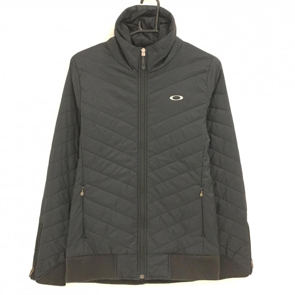 オークリー 中綿ジャケット 黒 ロゴシルバー  レディース US-S ゴルフウェア Oakley
