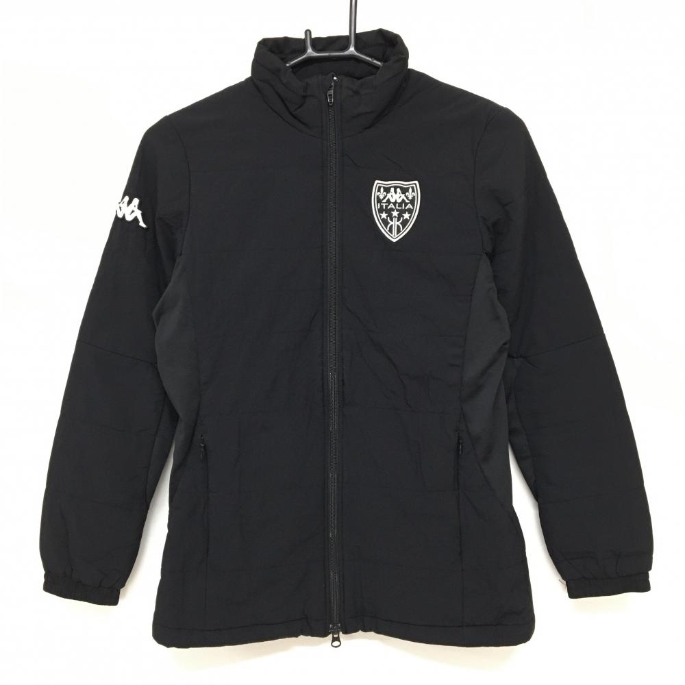 カッパ 中綿ジャケット 黒 ロゴ白 サイド切替 レディース M ゴルフウェア Kappa