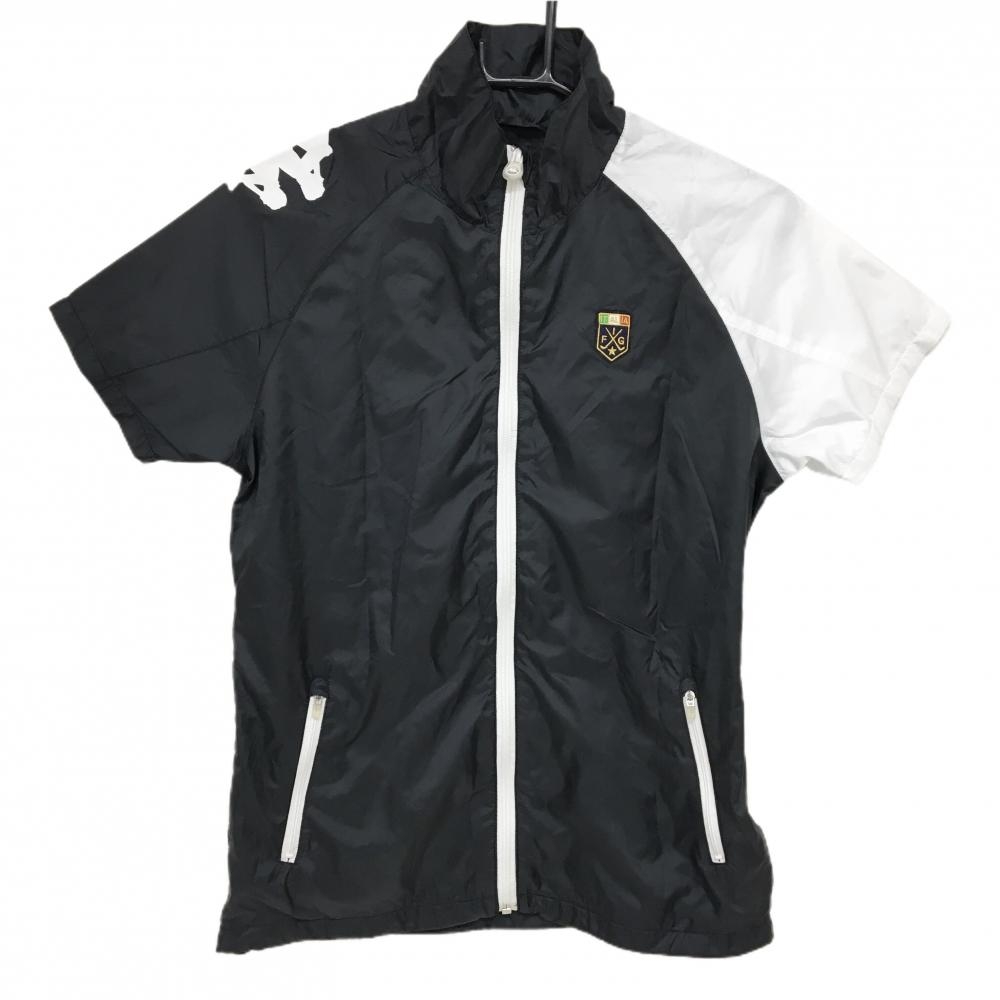【超美品】カッパ 半袖ジャケット 黒×白 裏地メッシュ 肩ロゴ レディース M ゴルフウェア Kappa