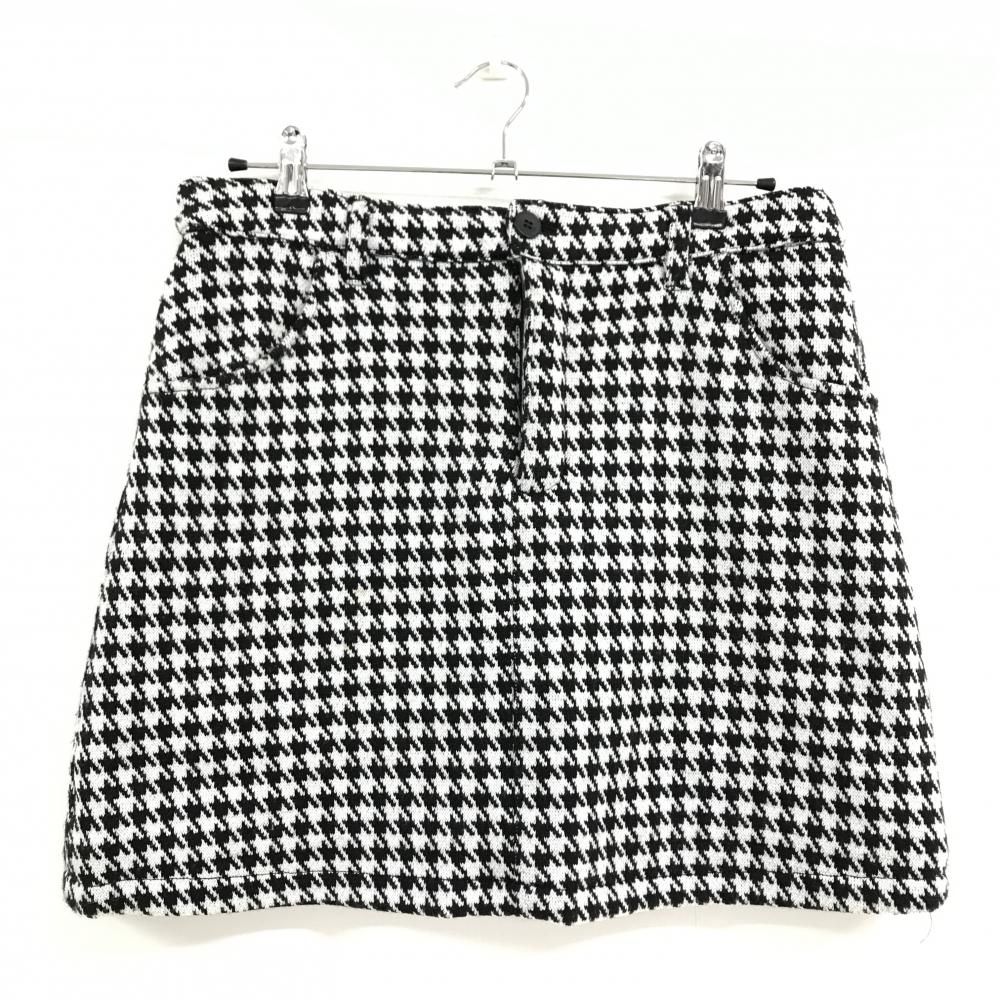 【美品】キスオンザグリーン 中綿ニットスカート 白×黒 千鳥格子  レディース 3(L) ゴルフウェア kiss on the green