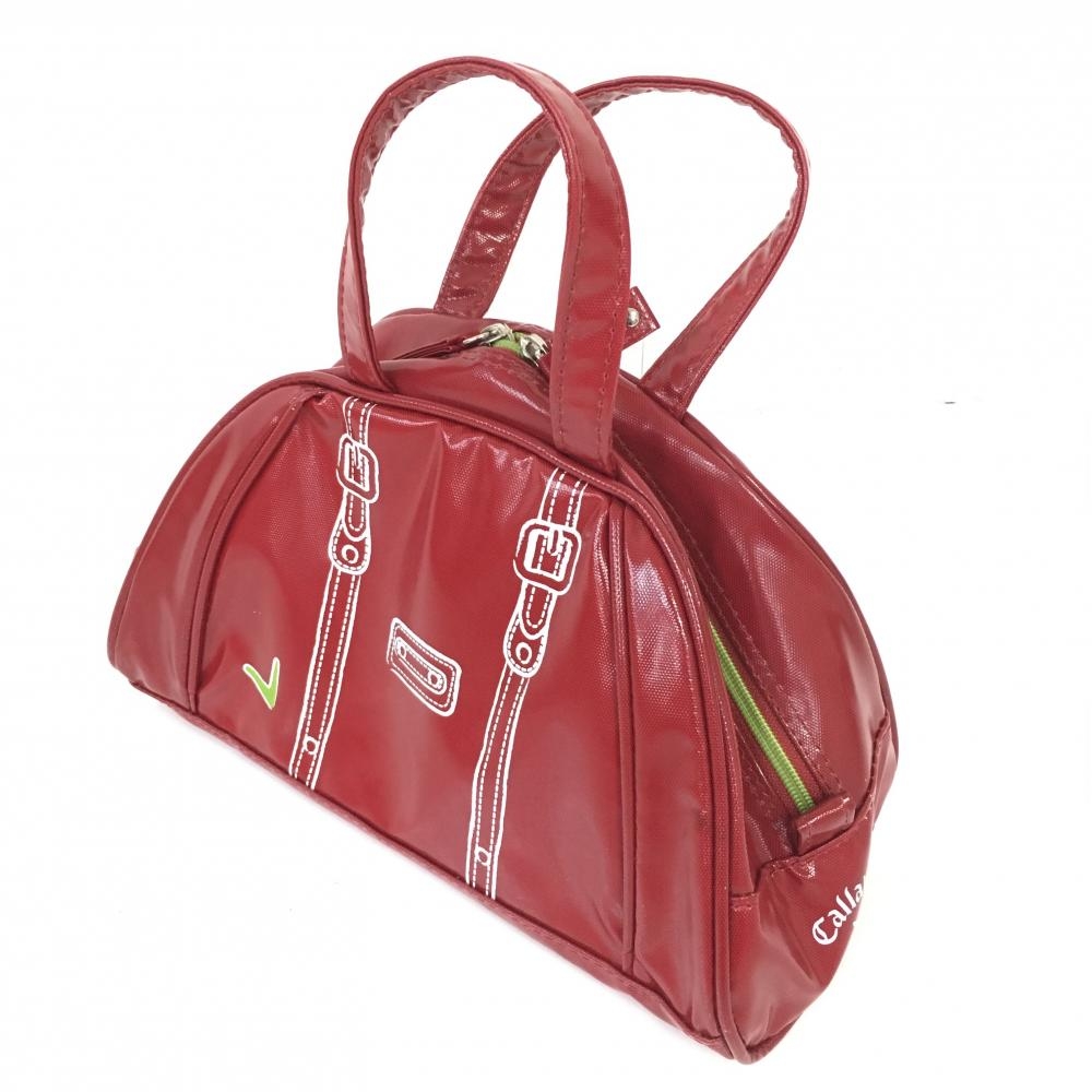 美品 Callaway キャロウェイ カートバッグ レッド グリーン だまし絵プリント 内ポケット レディース ゴルフウェア 中古ゴルフ ウェア通販サイトreonard レオナード